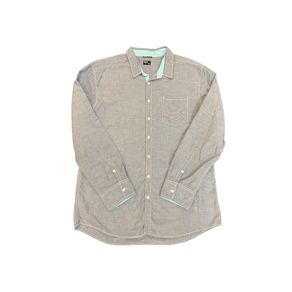 BKE Mens XXL Standard Fit Blue Long Sleeve Button Down Shirt